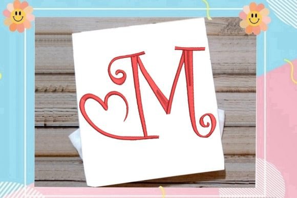 Beautiful Monogram M Letter Heart