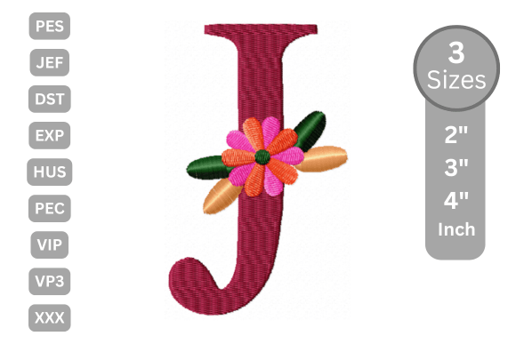 Floral Alphabet Letter - J Embroidery Review