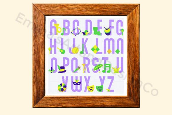 Mardi Gras Alphabet Cross Stitch Pattern